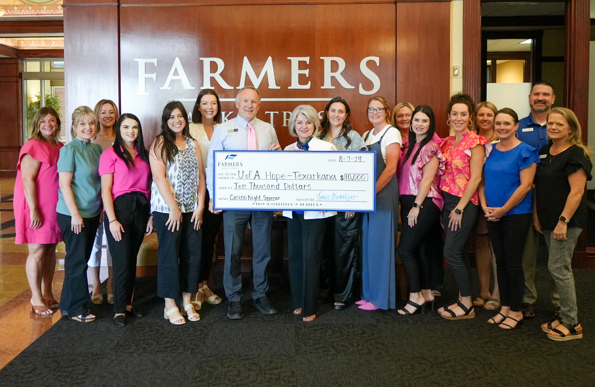 Farmers Bank & Trust Casino Night Donation 2024