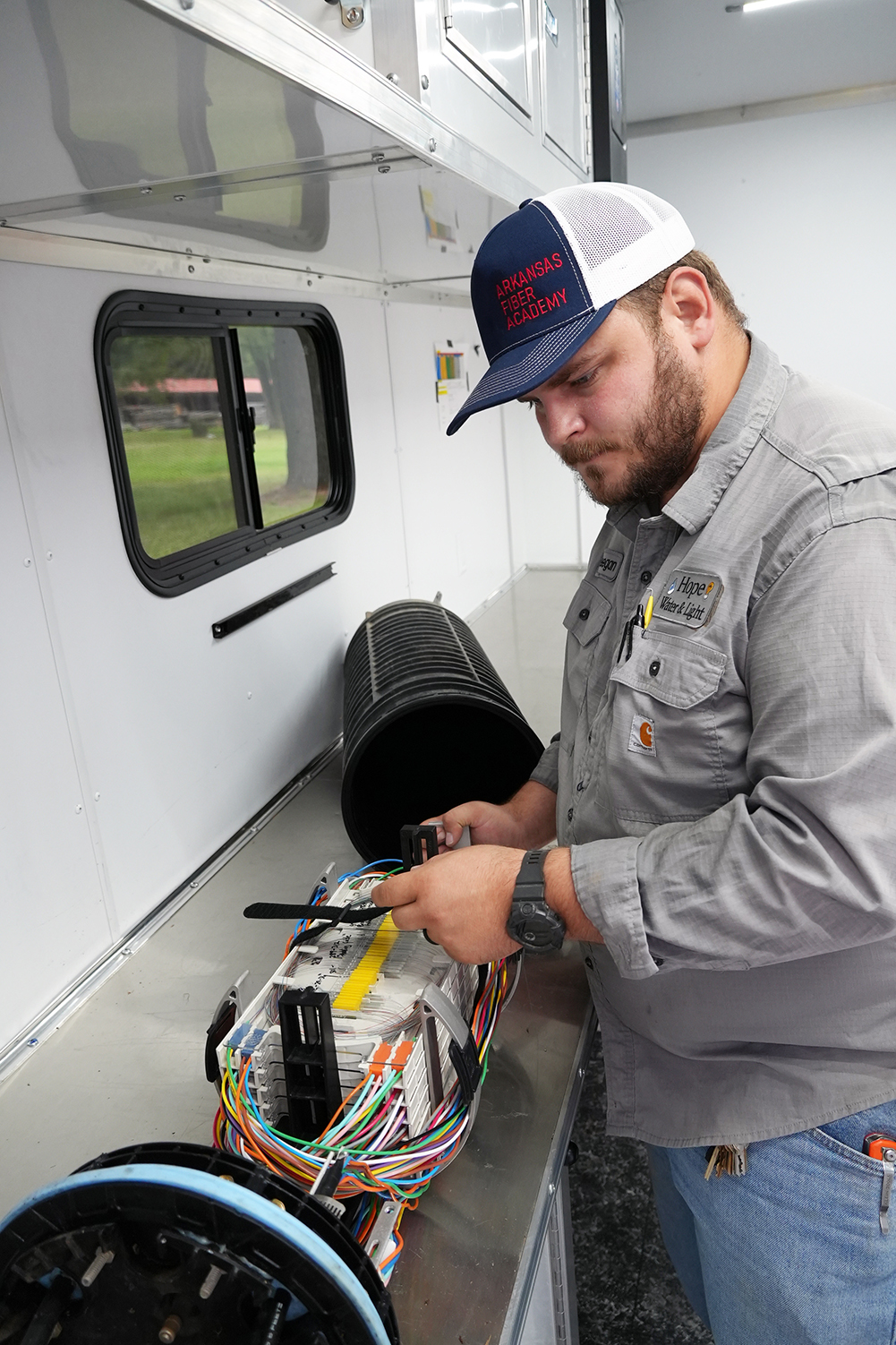 Keegan Johnson, Fiber Optic Technician for local employer Hope Water & Light