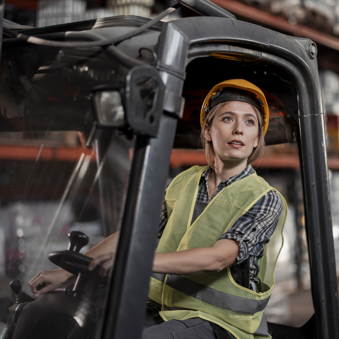 Female forklift operator