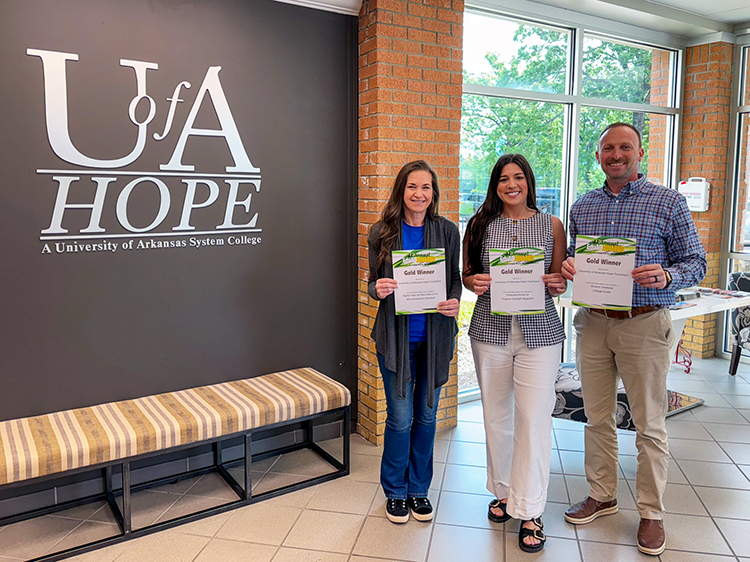 Pictured left to right: April Lovette, SWARK.Today editorial director and reporter; Carol Ann Milam, UAHT graphics & social media coordinator; and Casey Curtis, UAHT communications coordinator
