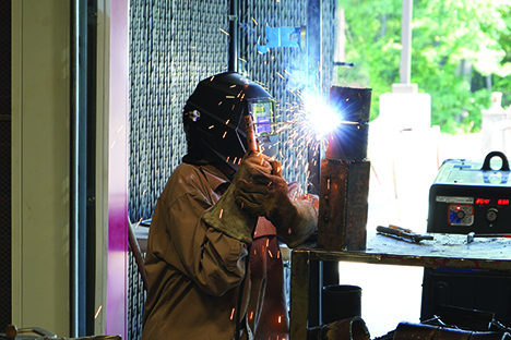 Female Welding Student at UA Texarkana