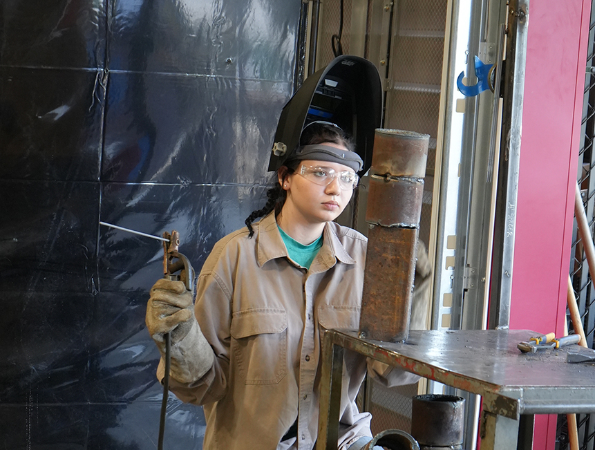 Female Welding Student at UAHT